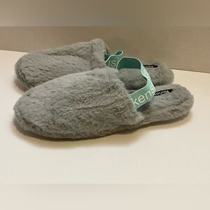 Women’s Kensie Slingback Fluffy Faux Fluffy Faux Fur Plush Memory Foam Slippers